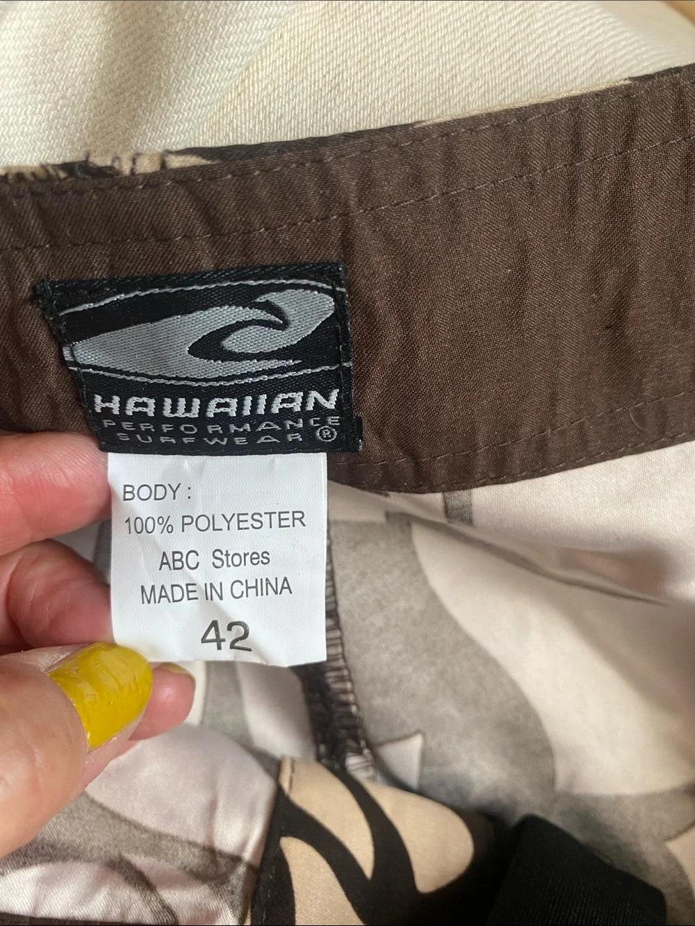 Men's Brown & Cream Floral Cargo Swim Board Shorts